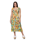 Vestidos Para Mujer Bobois Moda Casuales Midi Largo Estampado Floral Tropical Primavera Verano S31137 Amarillo