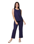 Pantalones Para Mujer Bobois Moda Casuales Tipo Lino W31114 Marino