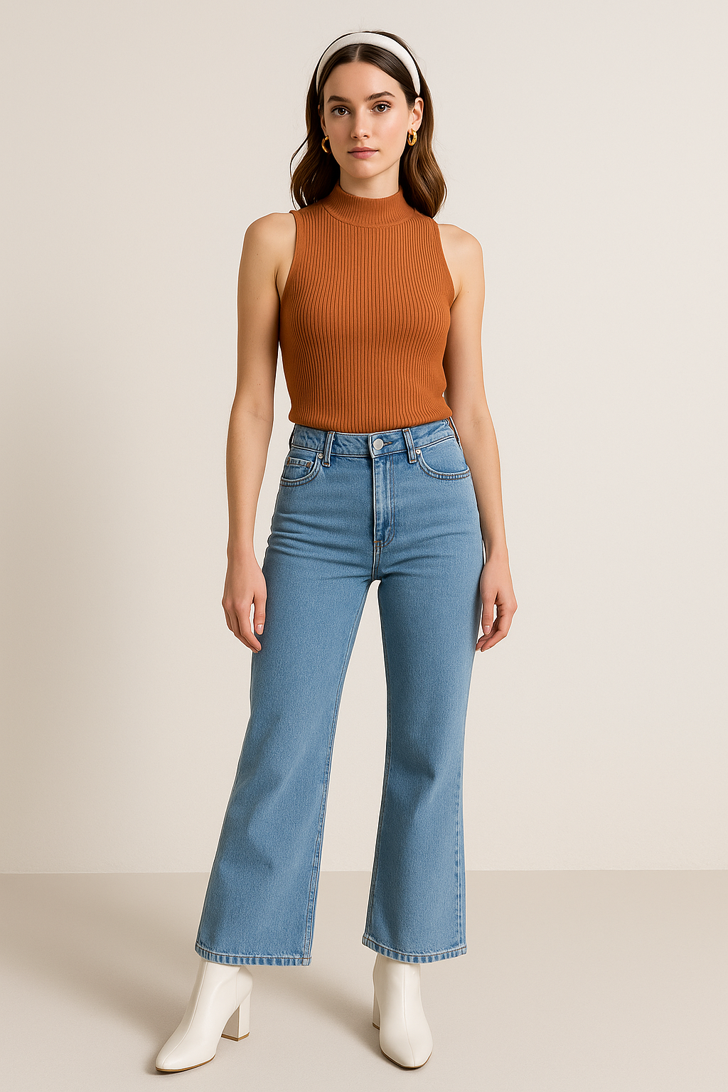 Blusas Para Mujer Tipo Sueter Sin Mangas O43200 Ocre – BOBOIS