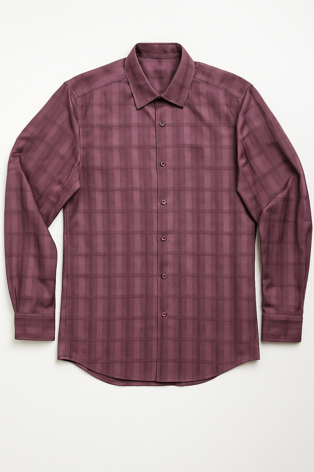 Camisas Para Hombre Dobby Con Diseño Cuadros En Relieve B55316 Vino