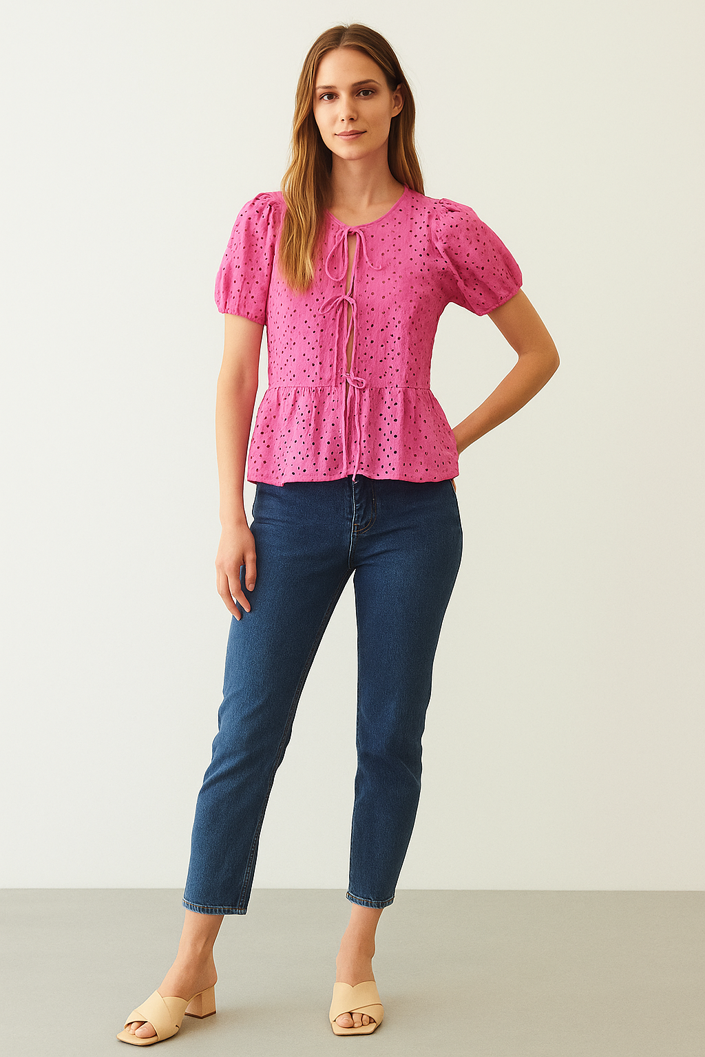Blusas Para Mujer Bordada Con Escote N51155 Rosa