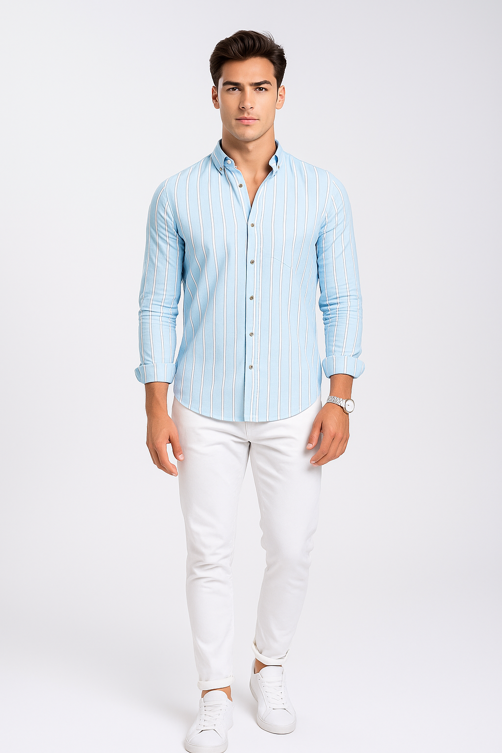 Camisas Para Hombre Regular Fit Oxford B51115 Aqua