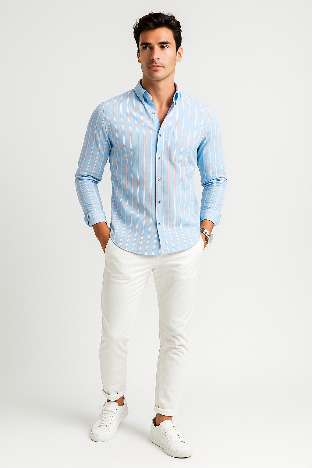 Camisas Para Hombre Regular Fit Oxford B51115 Azul
