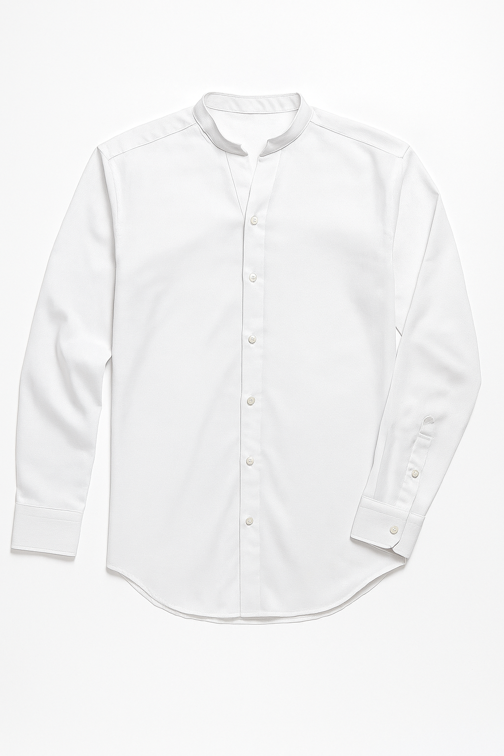 Camisas Para Hombre Textura Cuello Mao B51318 Blanco