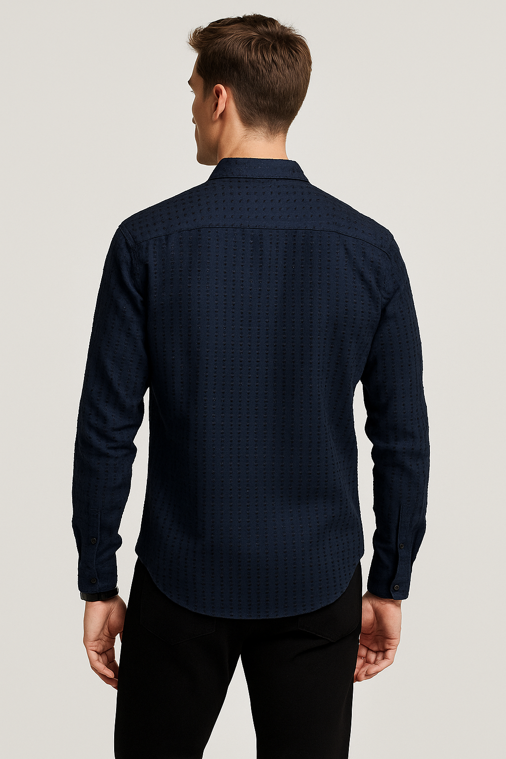 Camisas Para Hombre Elegante Tejido Texturizado B55317 Marino