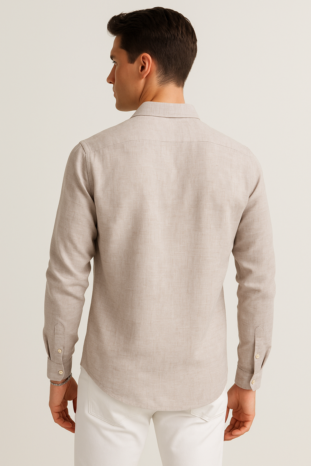 Camisas Para Hombre Tipo Lino Regular Fit B51321 Kaki