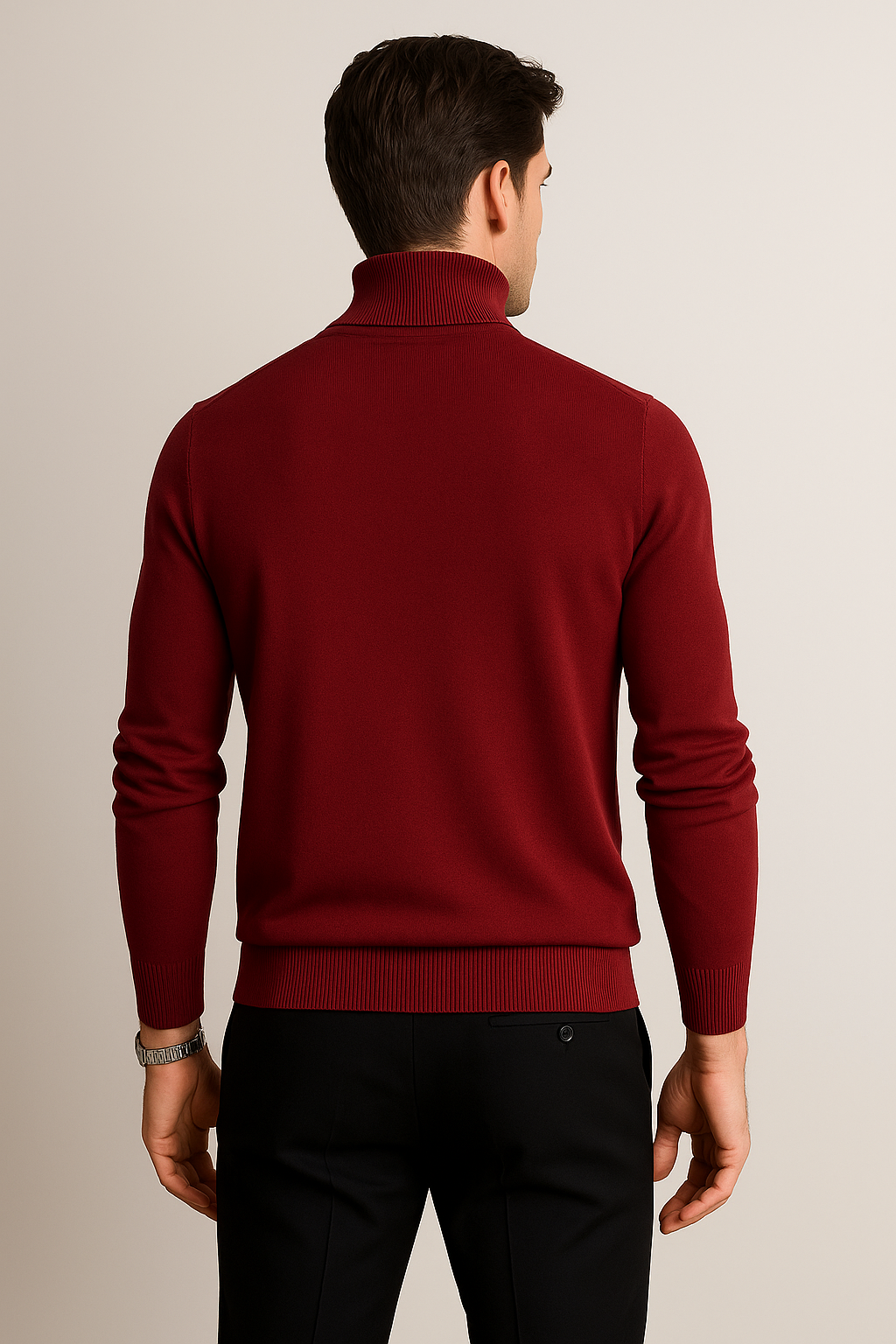 Suéteres Para Hombre De Punto Fino Cuello Tortuga E55303 Vino