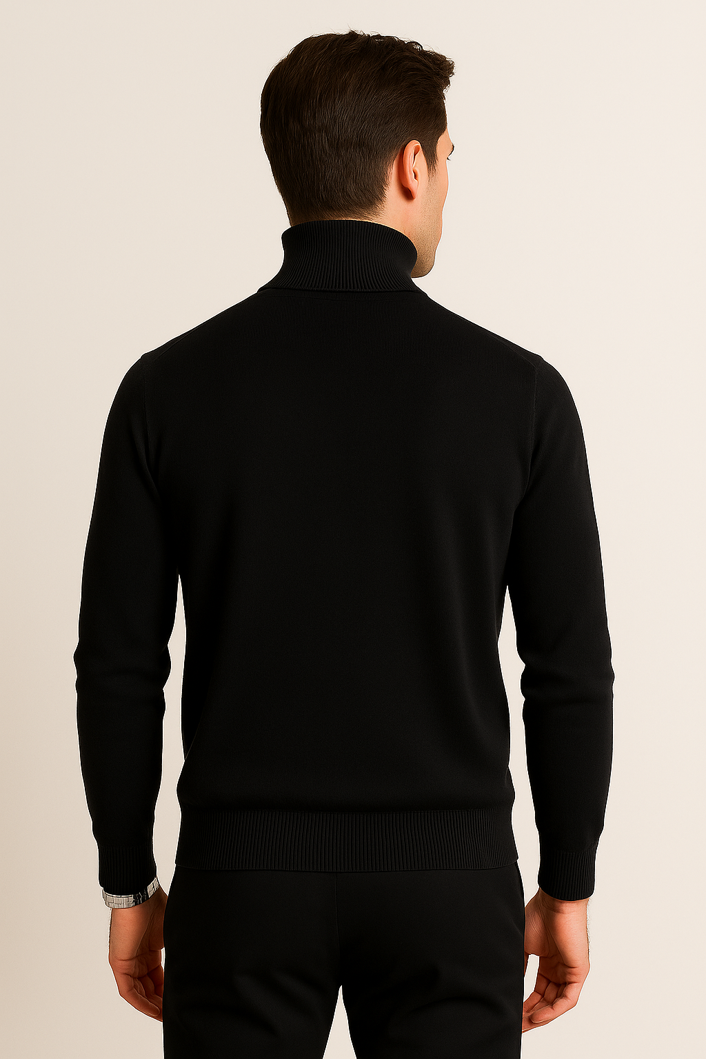 Suéteres Para Hombre De Punto Fino Cuello Tortuga E55303 Negro