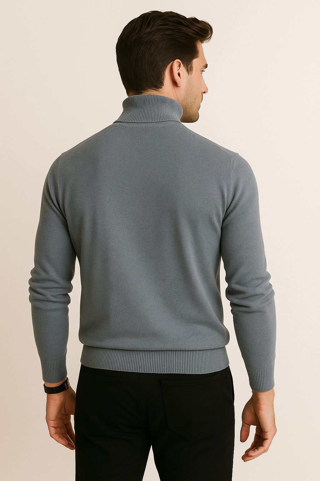 Suéteres Para Hombre De Punto Fino Cuello Tortuga E55303 Gris