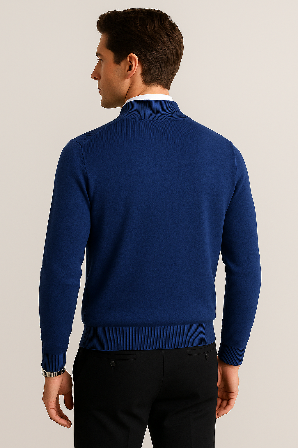 Suéteres Para Hombre De Punto Fino Básico Con Cierre E55304 Marino