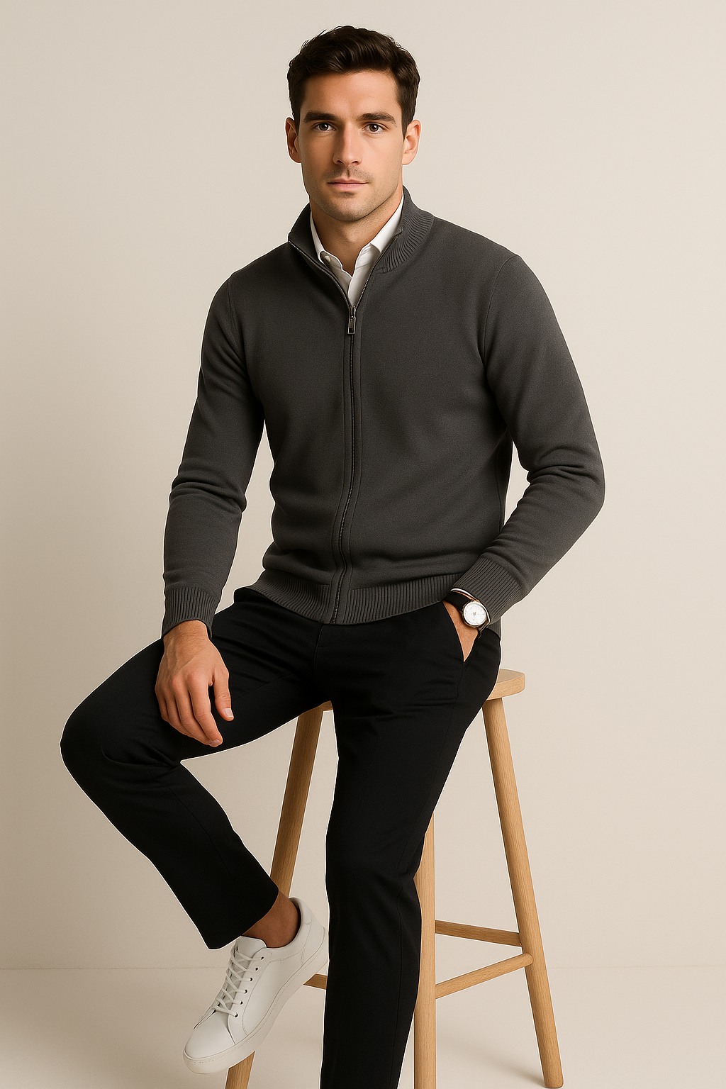 Suéteres Para Hombre De Punto Fino Básico Con Cierre E55304 Oxford