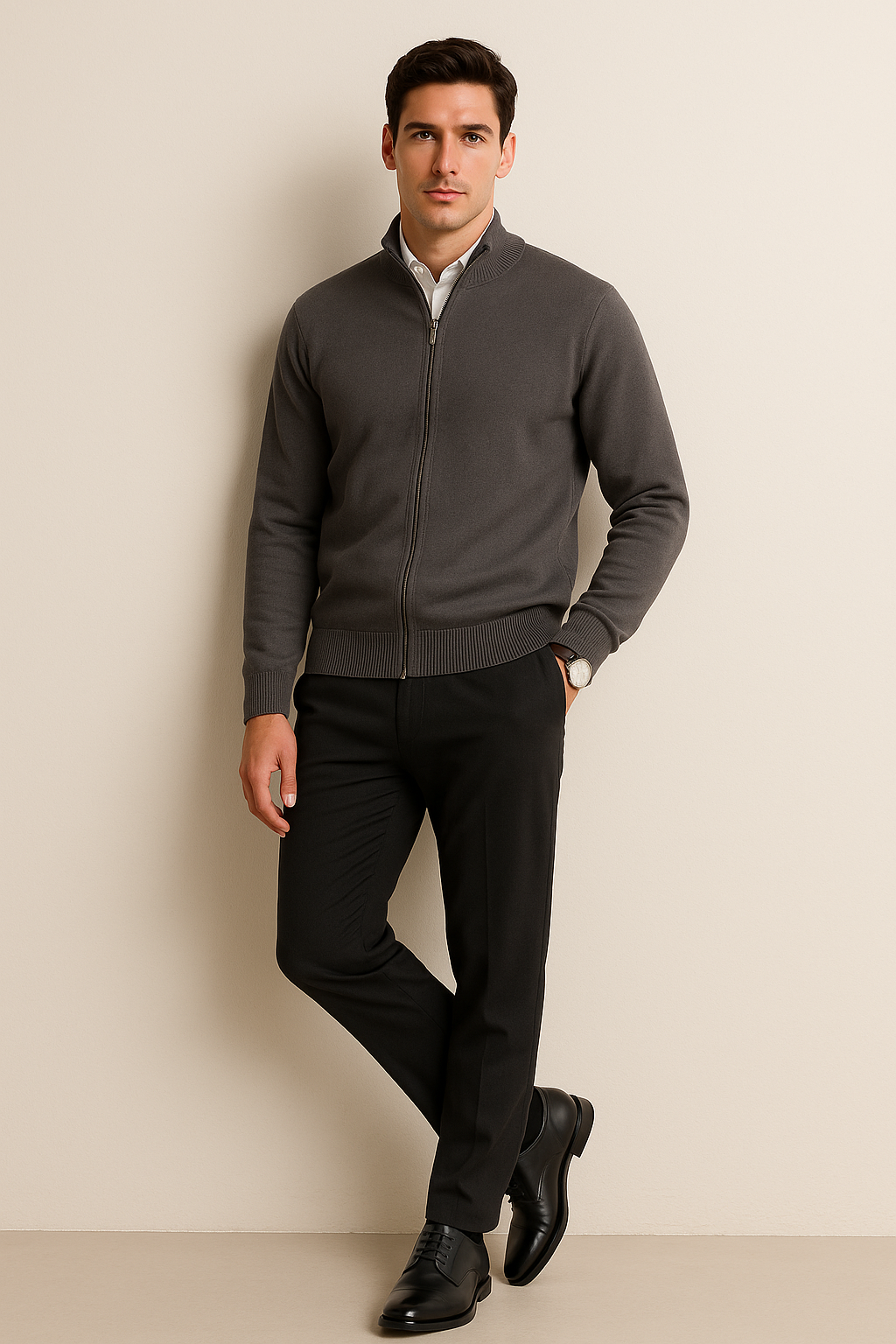 Suéteres Para Hombre De Punto Fino Básico Con Cierre E55304 Oxford