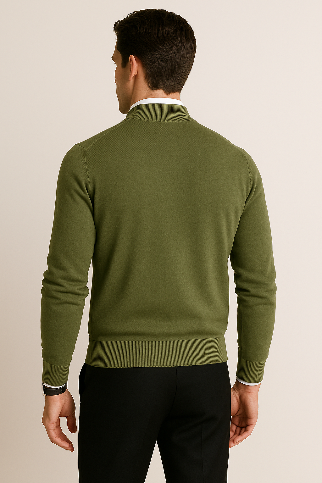 Suéteres Para Hombre De Punto Fino Básico Con Cierre E55304 Olivo