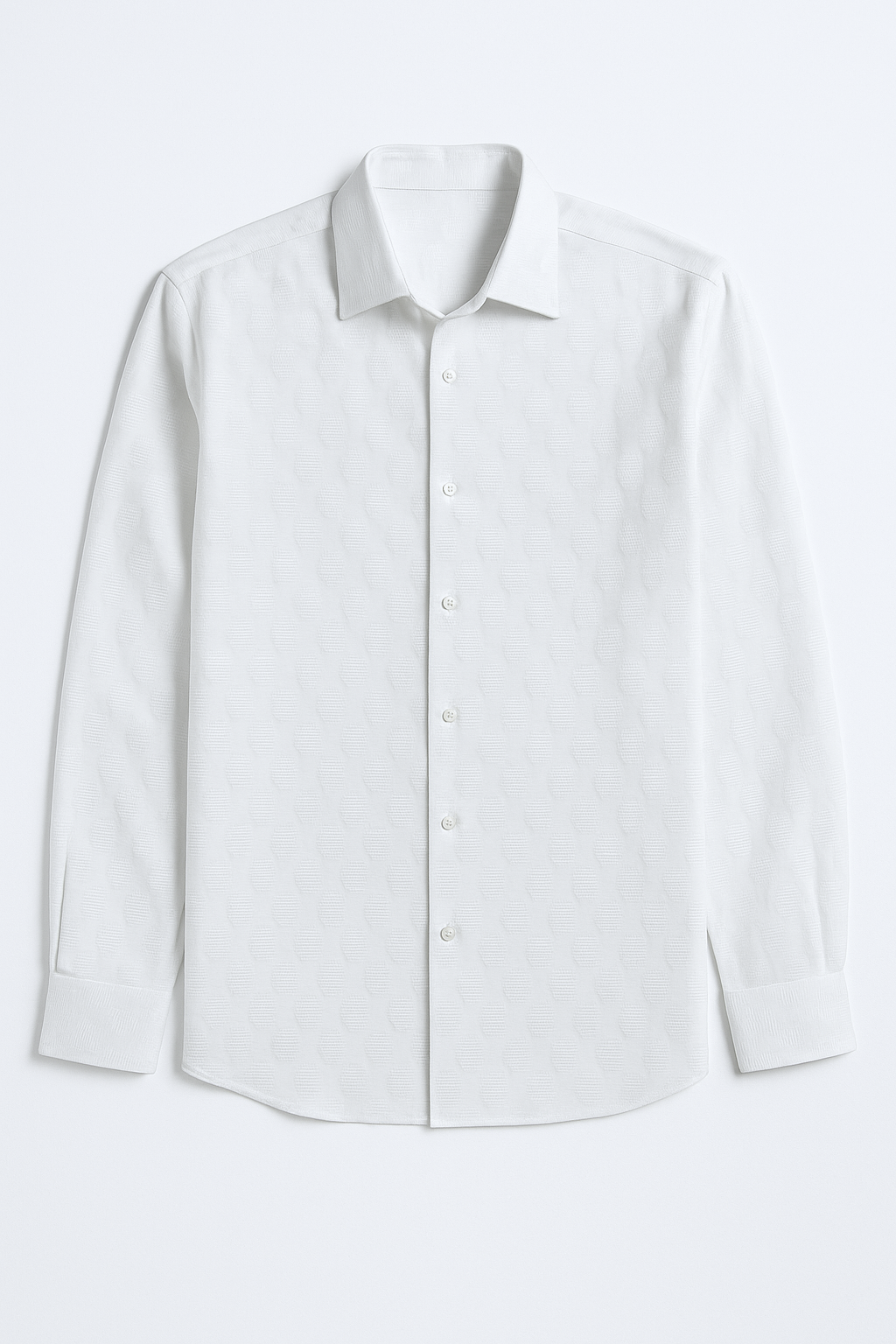 Camisas Para Hombre De Relieves Bordados B55322 Blanco