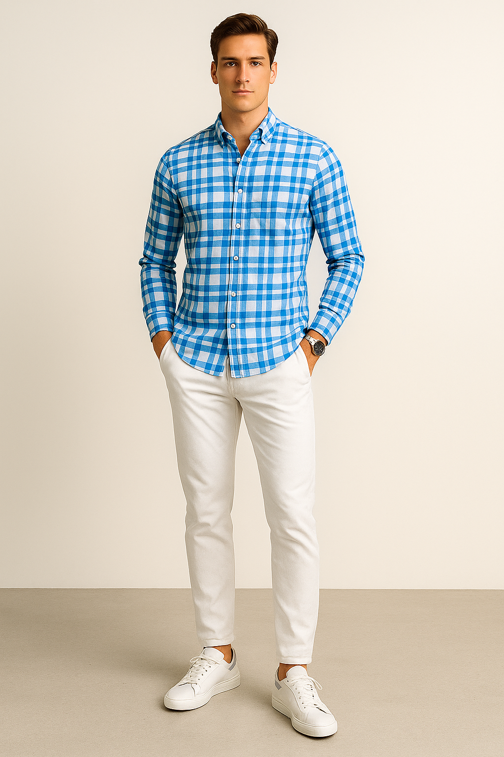 Camisas Para Hombre Regular Fit Oxford B51116 Azul