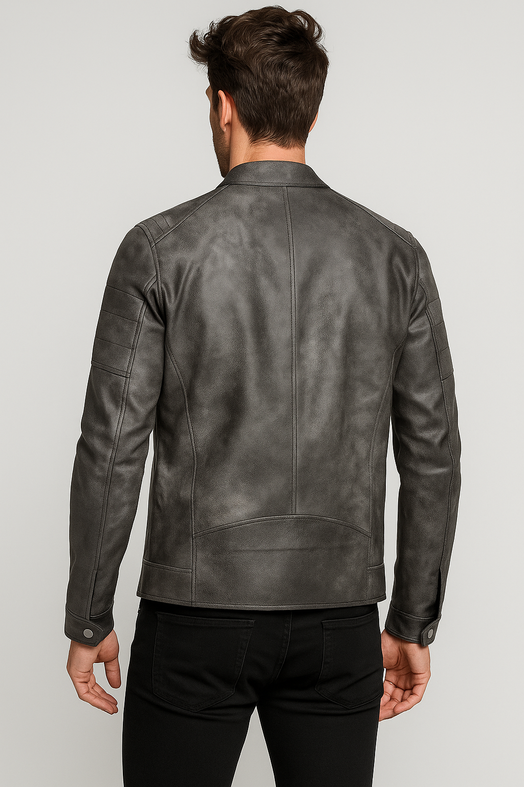 Chamarras Para Hombre Biker Tipo Piel D45308 Gris