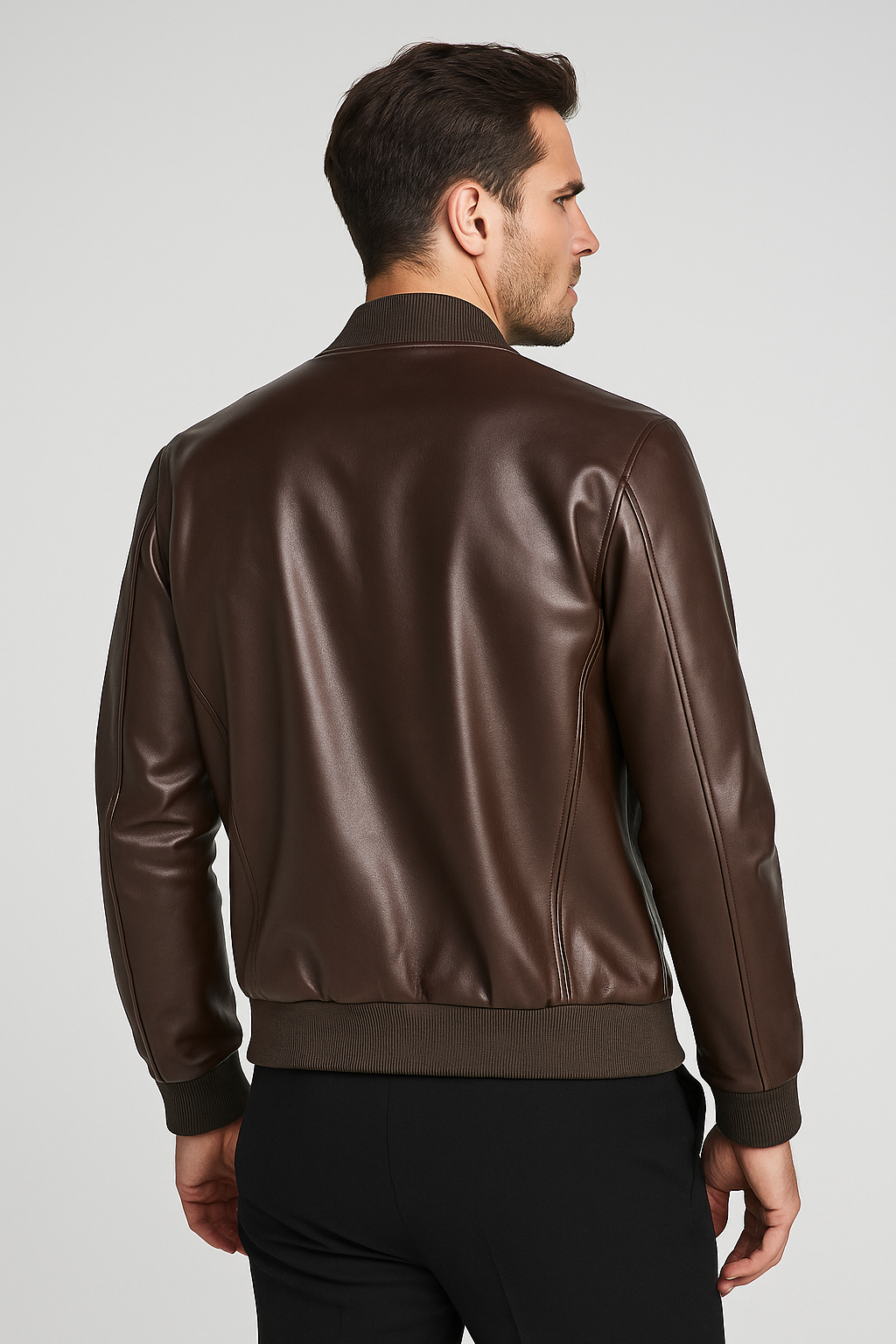 Chamarras Para Hombre Bomber Tipo Piel Cierre Frontal D45306 Chocolate