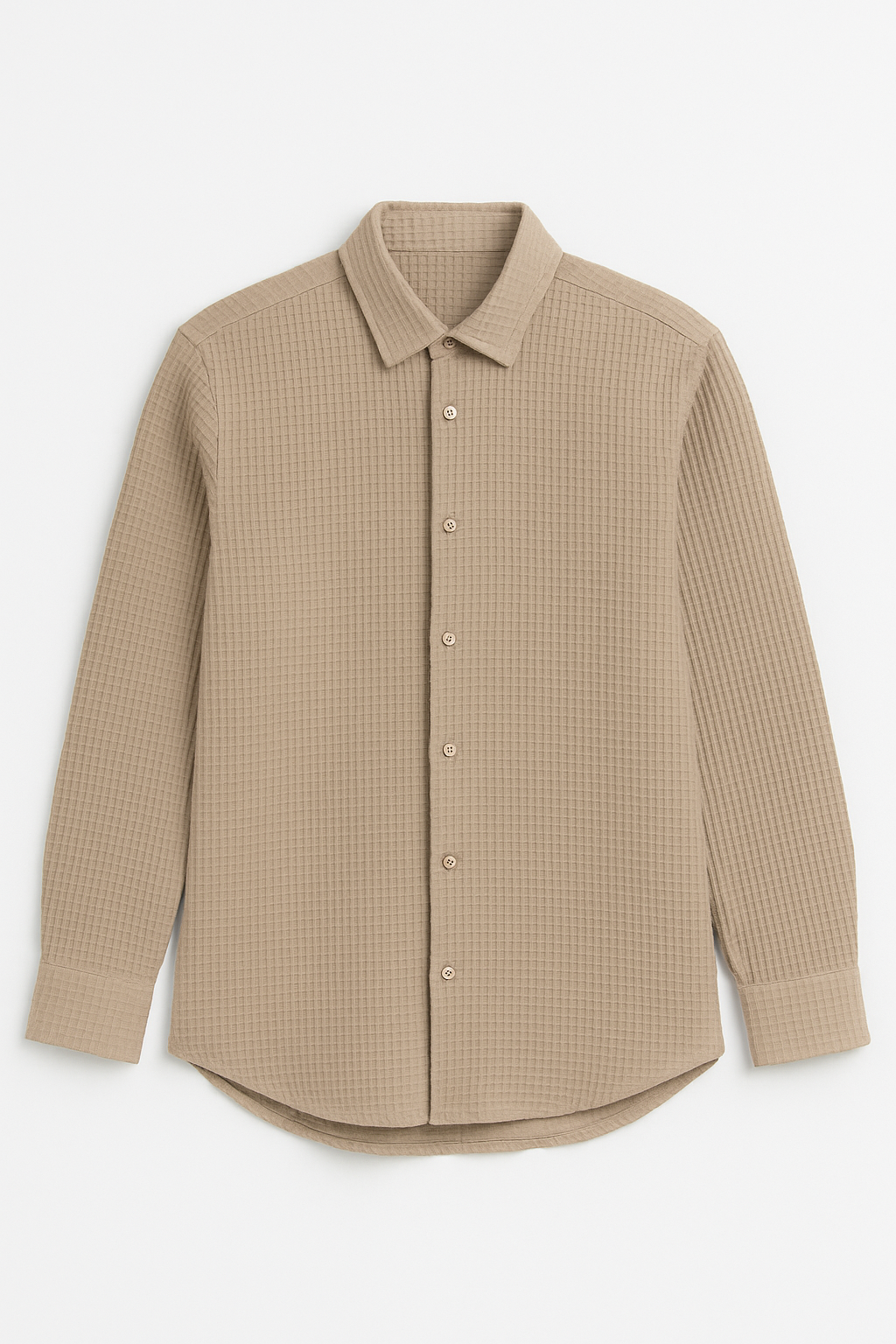 Camisas Para Hombre Jacquard Manga Larga B55325 Kaki