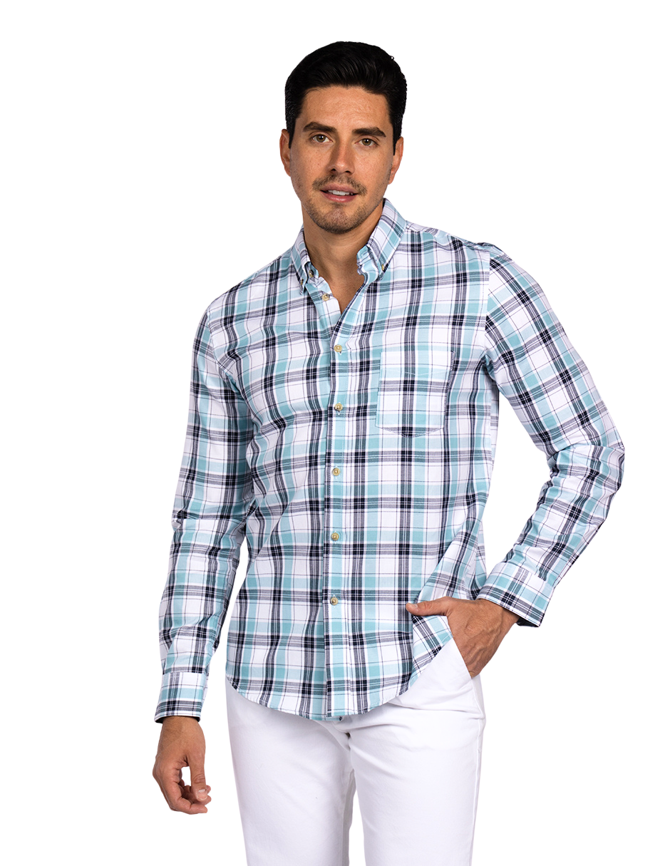 Camisa Casual Camisa Manga Larga De Cuadros Para Hombre Camisa