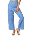 Pantalones Para Mujer Bobois Moda Casuales Liso Formal De Tiro Alto Tipo Lino Con Presilla W41129 Denim