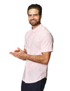 Camisas Para Hombre Bobois Moda Casuales Lisa Tipo Lino De Manga Corta Cuello Mao Regular Fit B41371 Rosa
