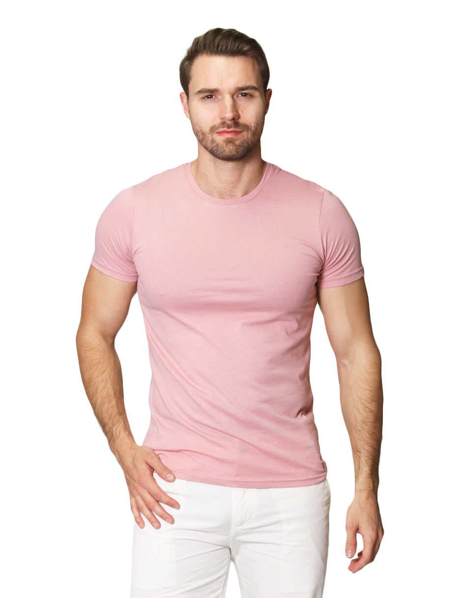 Shirt Playera Rosa Cuello Redondo Playeras Para Hombre Cuello