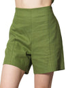 Shorts Para Mujer Bobois Moda Casuales Liso De Tiro Alto Tipo Lino Y41107 Olivo