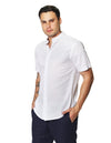 Camisas Para Hombre Bobois Moda Casuales Lisa Tipo Lino De Manga Corta Cuello Mao Regular Fit B41371 Blanco