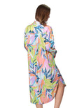 Vestidos Para Mujer Bobois Moda Casuales Camisero Manga Larga Estampado Tropical S31123 Unico