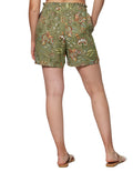 Shorts Para Mujer Bobois Moda Casuales Tiro Alto Estampado Flora Playa Y31104 Olivo