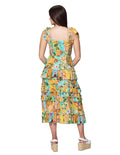 Vestidos Para Mujer Bobois Moda Casuales Midi Largo Estampado Floral Tropical Primavera Verano S31137 Amarillo