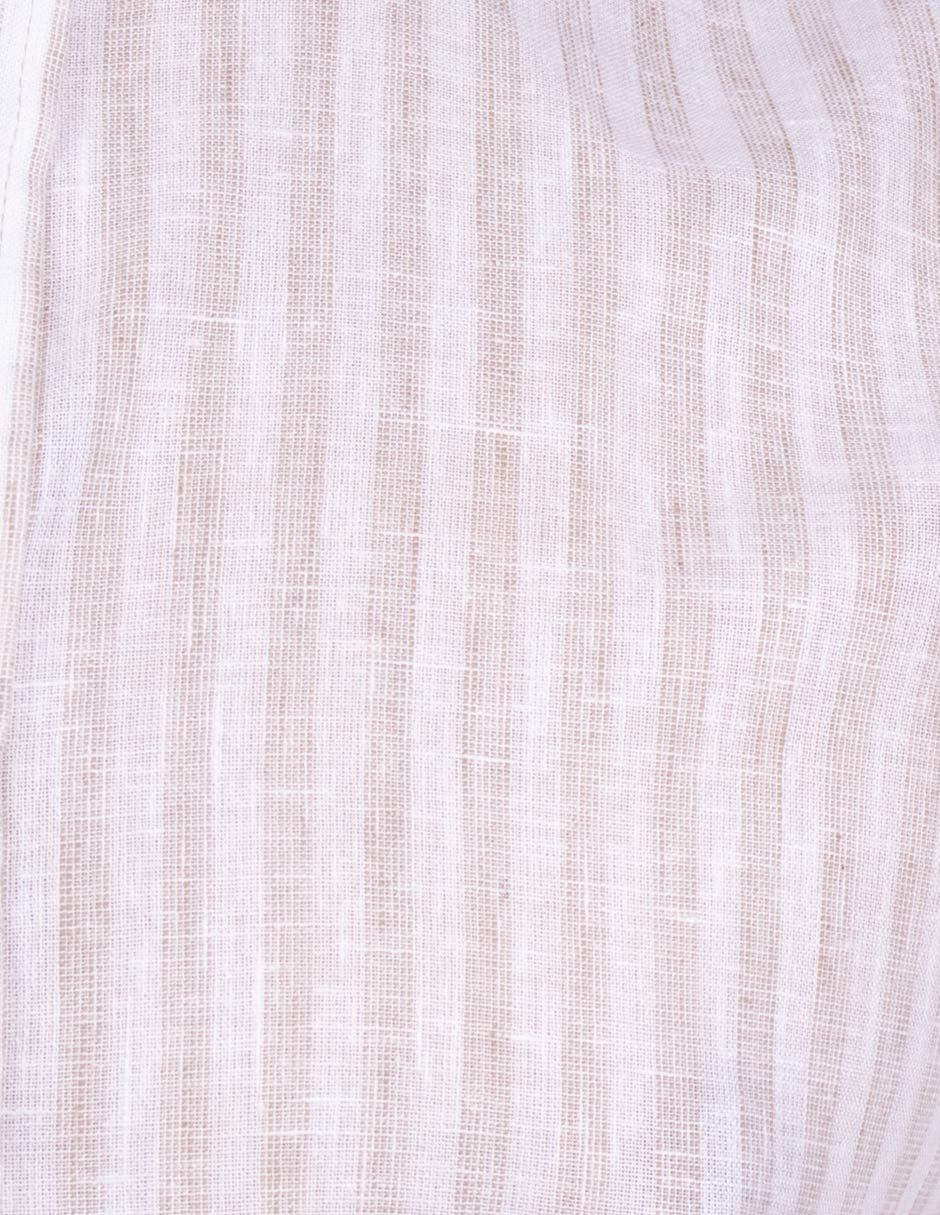 Camisas Para Hombre Tipo Lino Rayas B51324 Beige