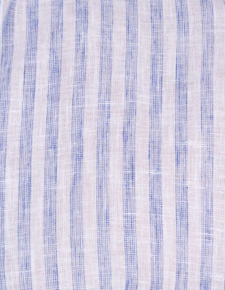 Camisas Para Hombre Tipo Lino Rayas B51324 Azul