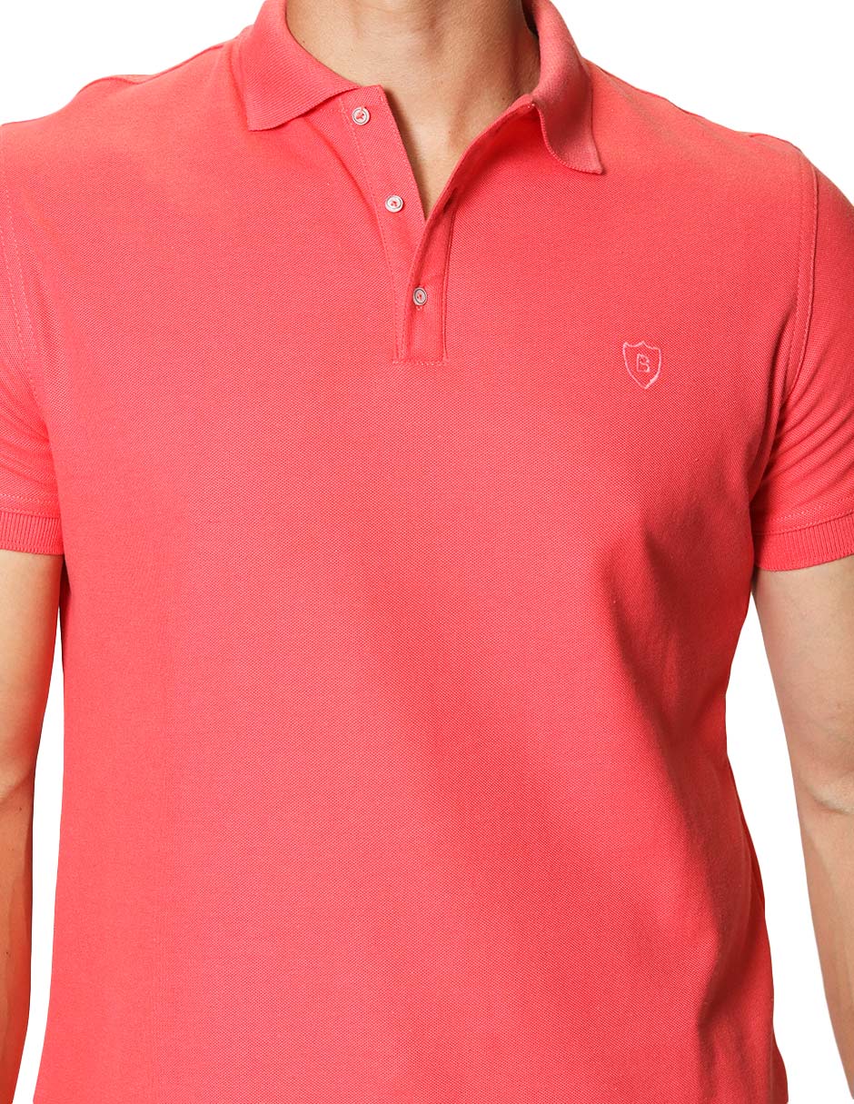 Playeras Polo Para Hombre Manga Corta Basica Bordado APOLOB Coral