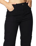 Jeans Para Mujer Bobois Moda Casuales Cargo Pierna Suelta Acampanado Pantalon De Mezclilla Con Bolsillos A Los Costados De Tiro Alto Wide Leg V33103 Negro
