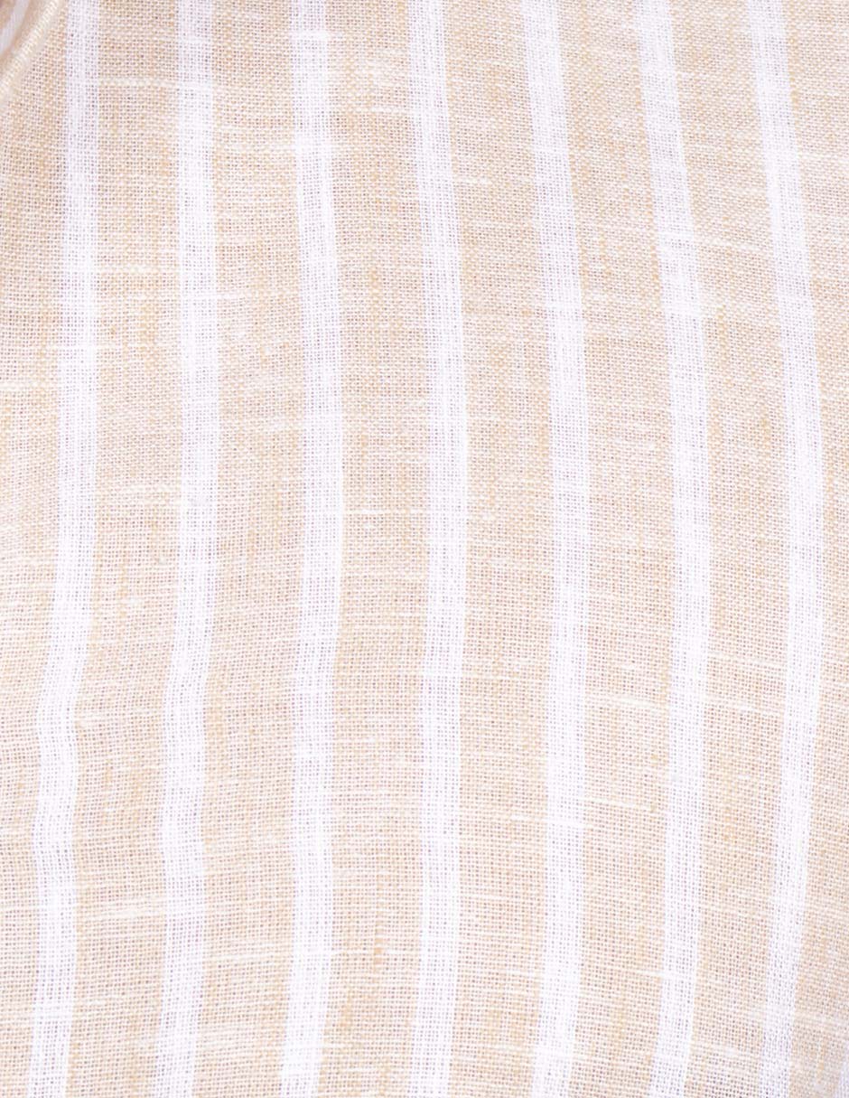 Camisas Para Hombre Tipo Lino Rayas B51323 Kaki