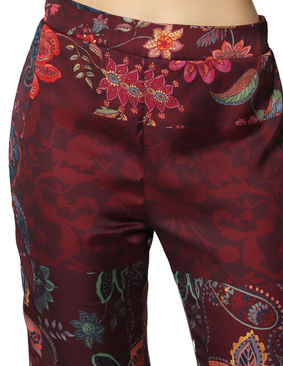 Pantalones Para Mujer Bobois Moda Casuales Satinado Estampado