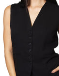 Chalecos Para Mujer Bobois Moda Casuales Formal Moda De Vestir Con Botones Liso R33100 Negro