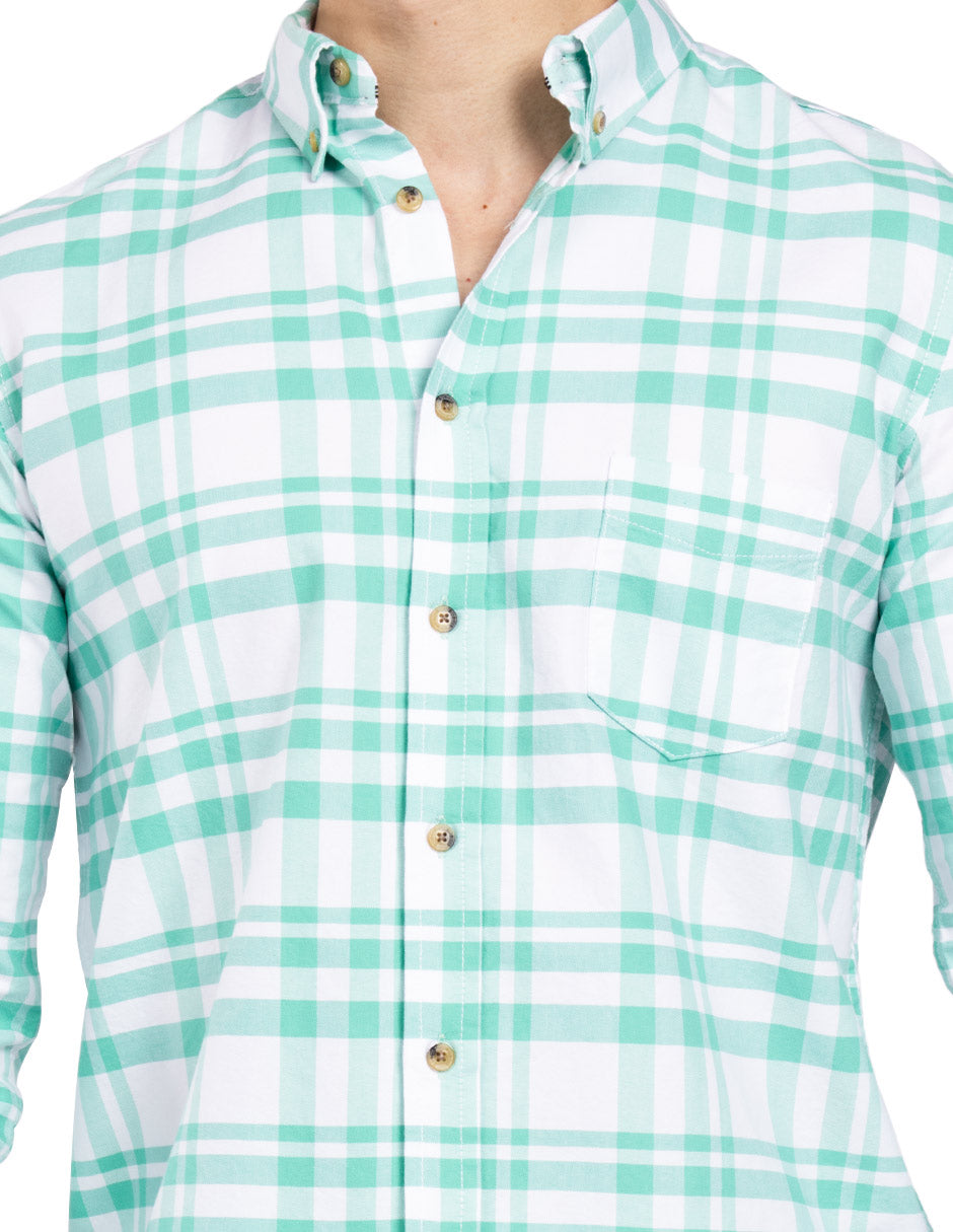 Camisas Para Hombre Regular Fit Oxford B51116 Verde