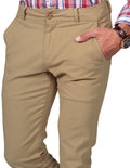 Pantalones Para Hombre Bobois Chino Gabardina Slim Soft Stretch Kaki GPAXAR