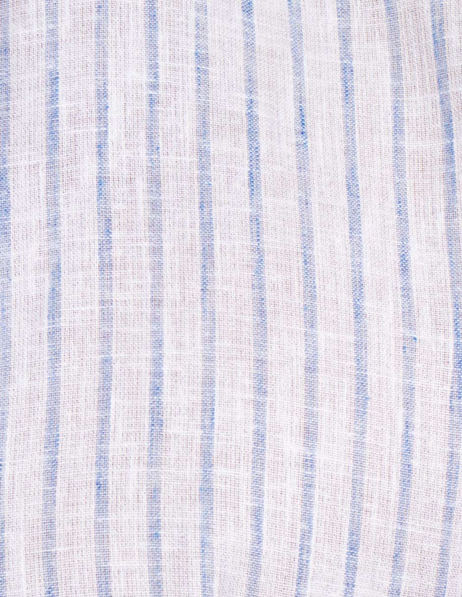 Camisas Para Hombre Tipo Lino Rayas B51323 Cielo