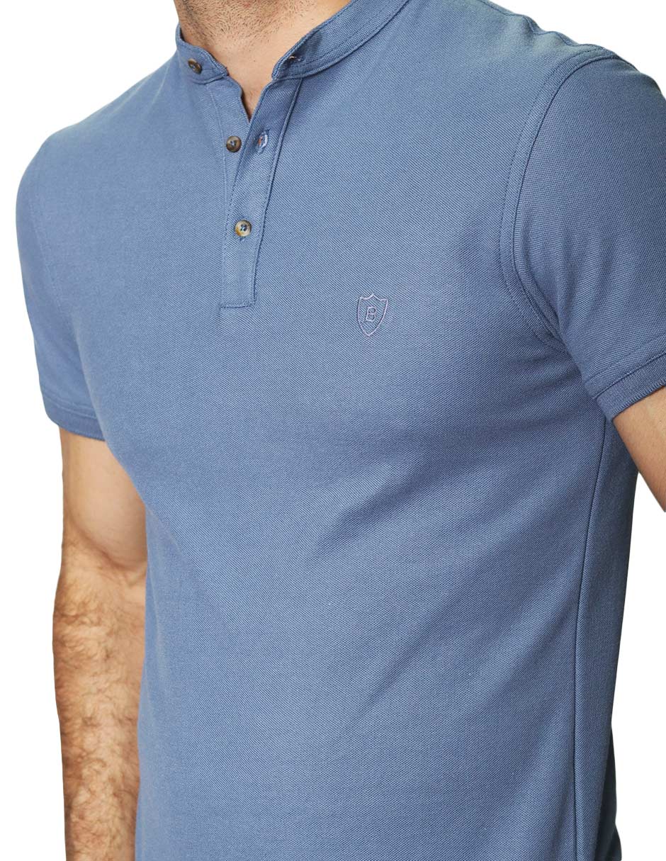 Playeras Polo Para Hombre Cuello Mao Bordado APCMAB Acero