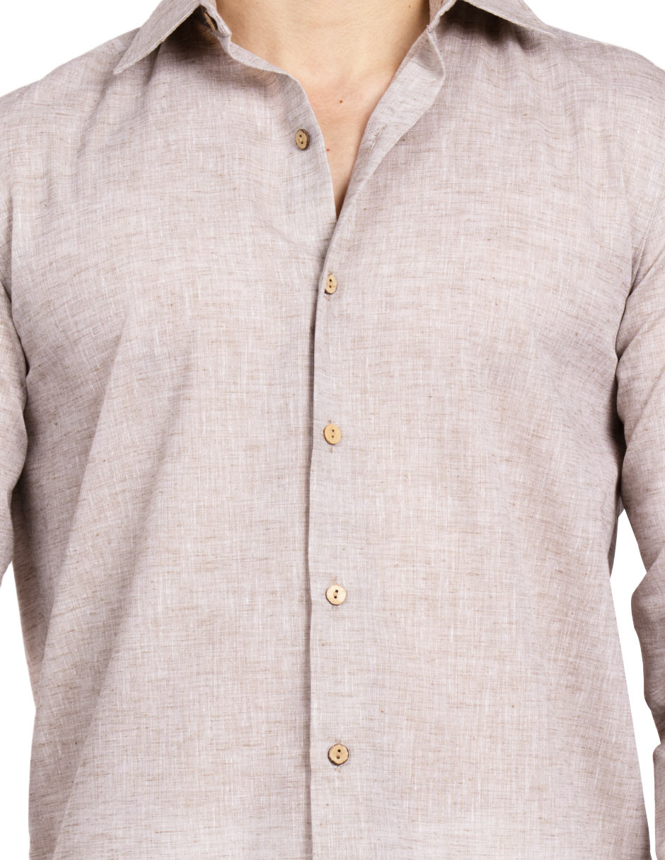 Camisas Para Hombre Tipo Lino Regular Fit B51321 Kaki