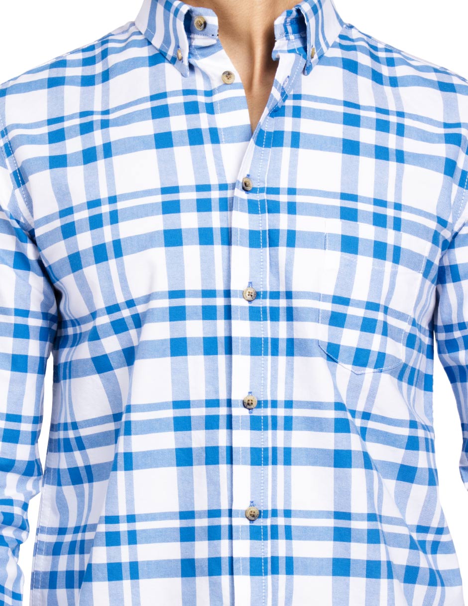 Camisas Para Hombre Regular Fit Oxford B51116 Azul