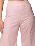 Pantalones Para Mujer Bobois Moda CasualesTipo Lino Pierna Ancha Liso Cómodo W31115 Palo Rosa