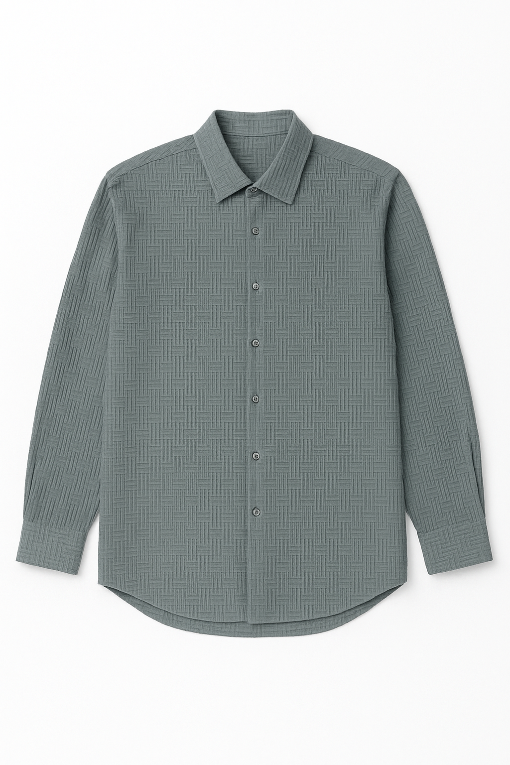 Camisas Para Hombre Jacquard Manga Larga B55326 Gris