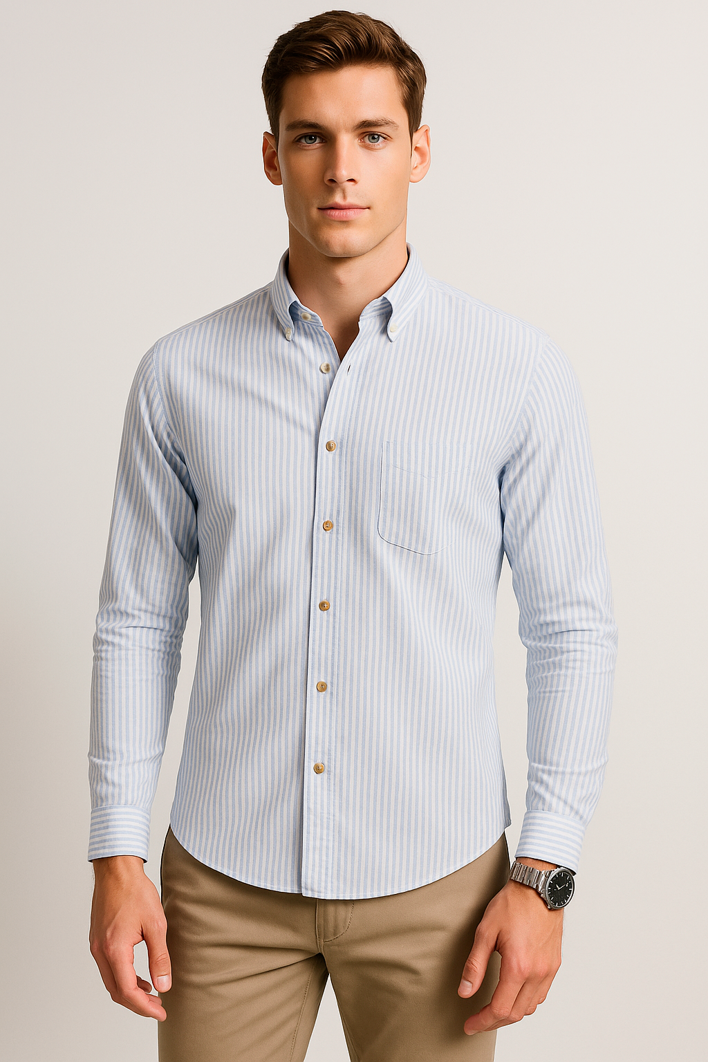 Camisas Para Hombre Regular Fit Oxford B51113 Cielo
