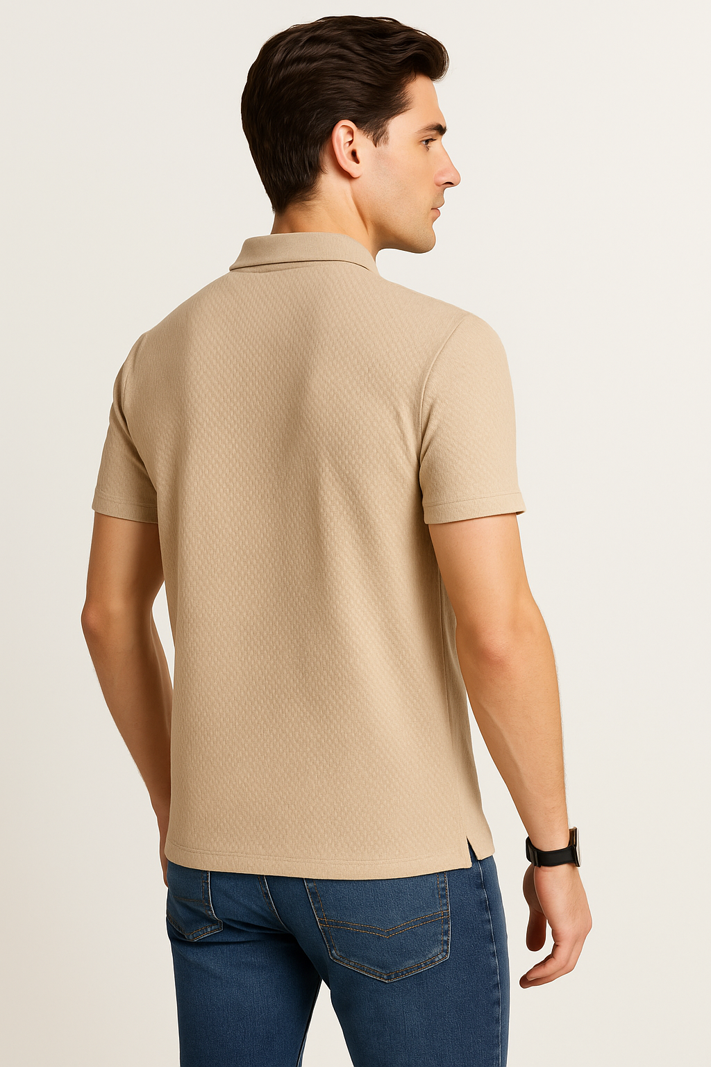 Playeras Tipo Polo Para Hombre Jacquard A51312 Arena