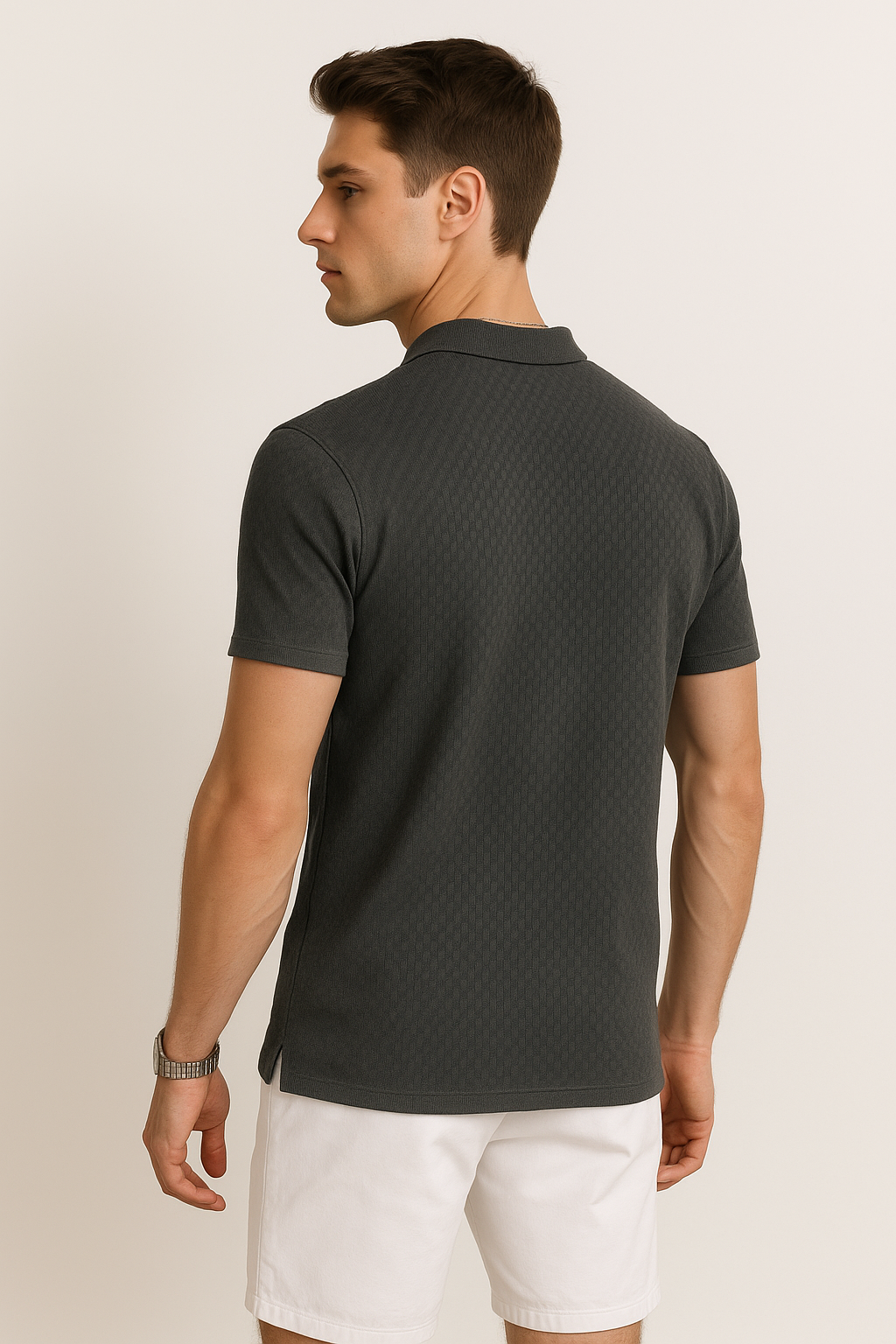Playeras Tipo Polo Para Hombre Jacquard A51312 Gris