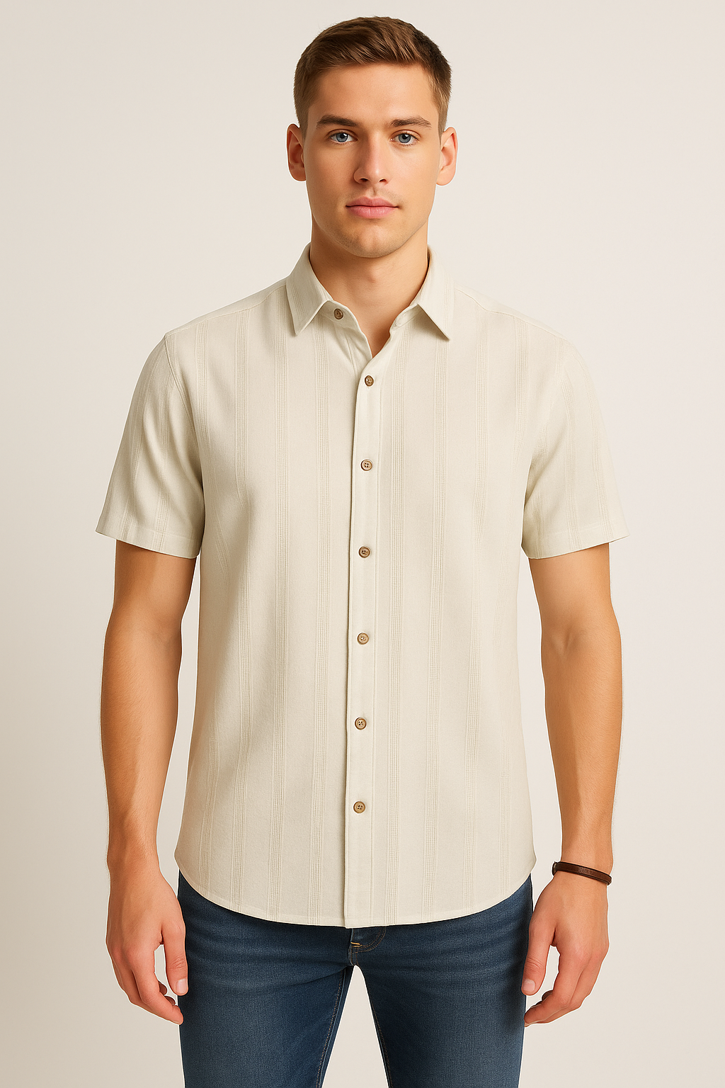 Camisas Para Hombre Jacquard Dobie B51354 Verde